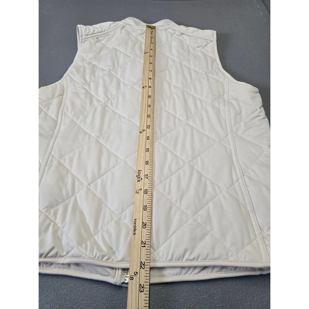 Lauren Ralph Lauren Quilted Vest Womens L Cream Snap Zip Lightweight Jacket